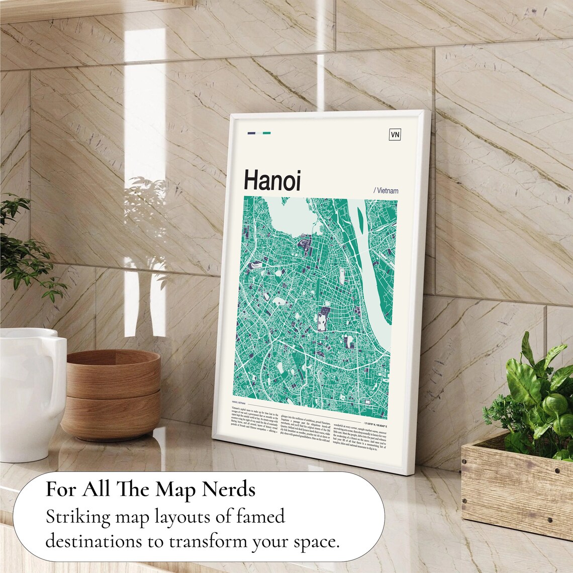 Hanoi Map Print, Vietnam Travel Poster - Image 4