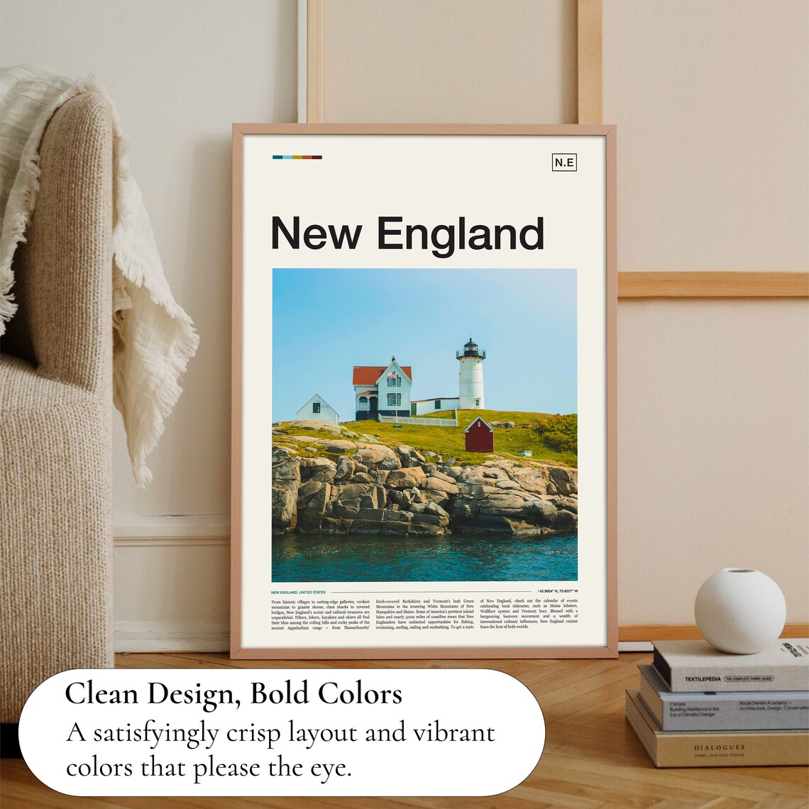 New England Travel Poster, Place-Name Wall Art - Image 3