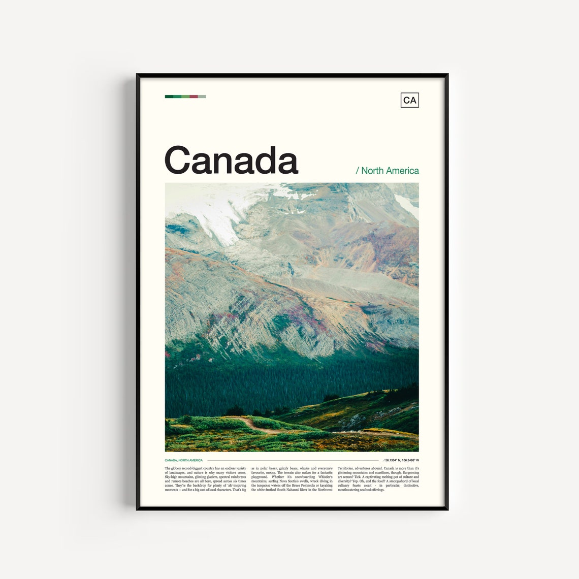 Canada Snowcapped Mountain Valley Alpine Landscape Scenic Poster