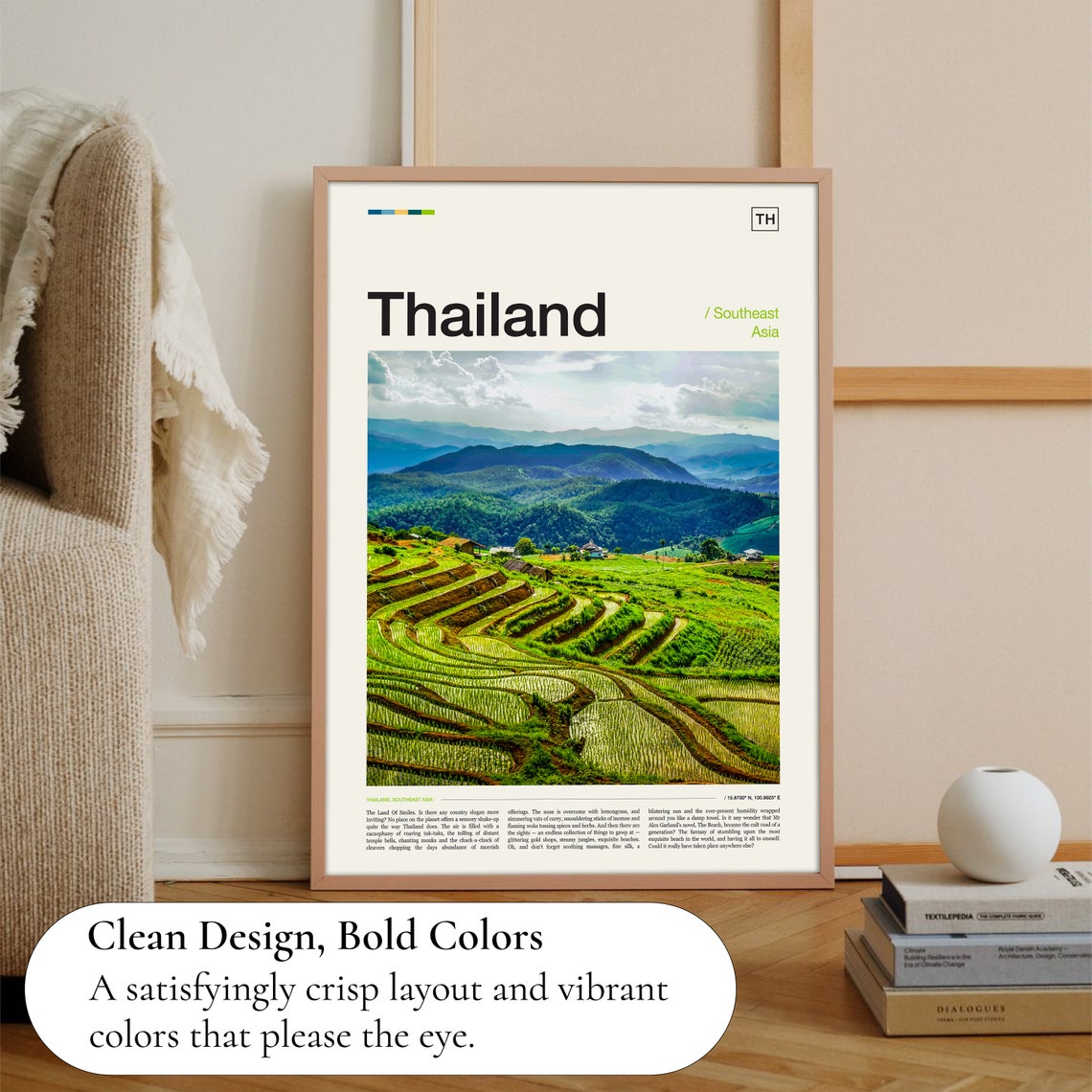 Thailand Emerald Rice Terraces Southeast Asia Landscape Poster - Image 3