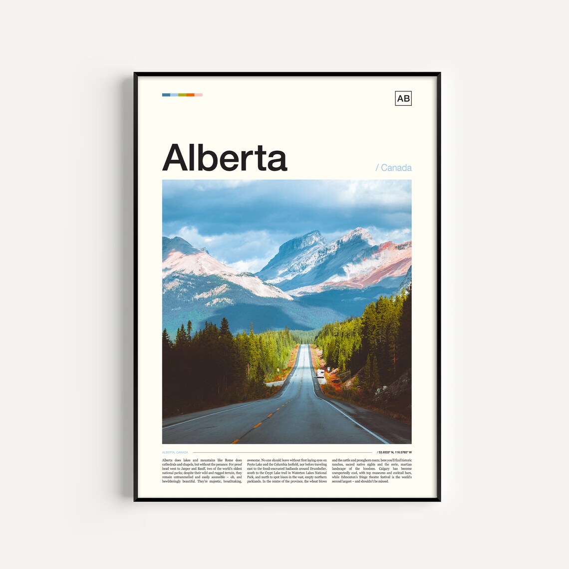 Alberta Travel Poster, Canada Landscape Art Print