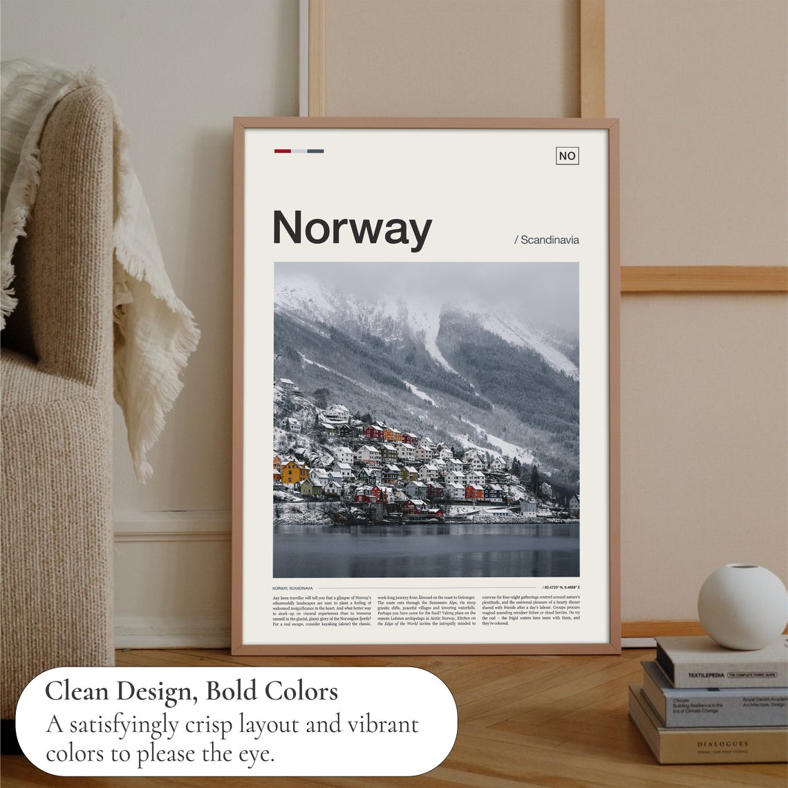 Norway Scandinavia Snowy Fjord Village Mountain Winter Photo Poster - Image 3