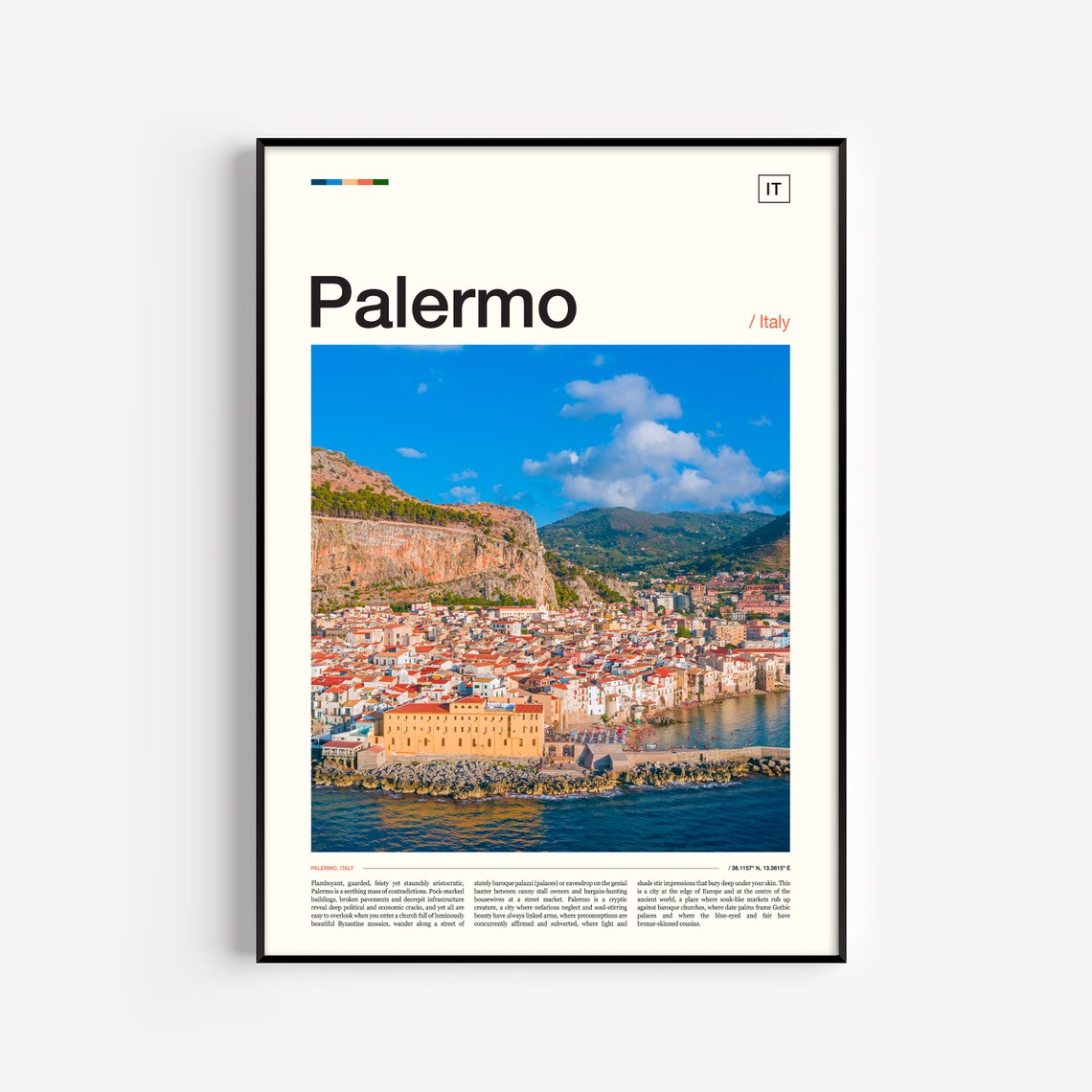 Palermo Sicily Coastal Town Cliffs Blue Sea Italy Travel Poster