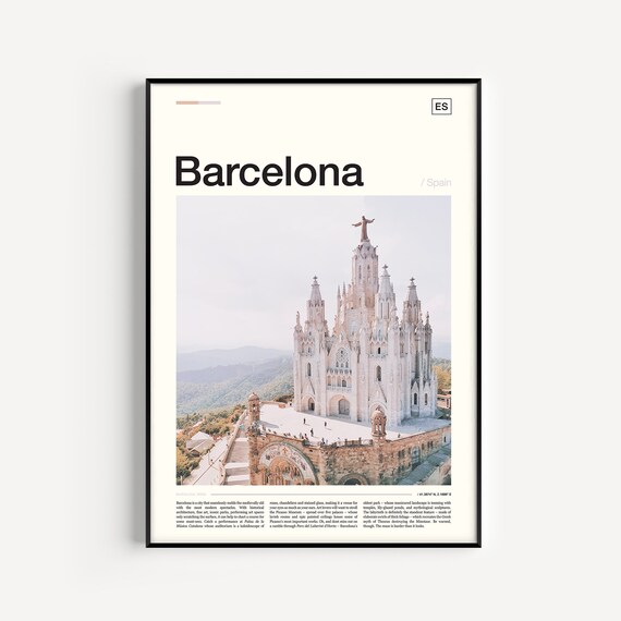 Barcelona Spain Temple of the Sacred Heart Tibidabo Church Landmark Poster