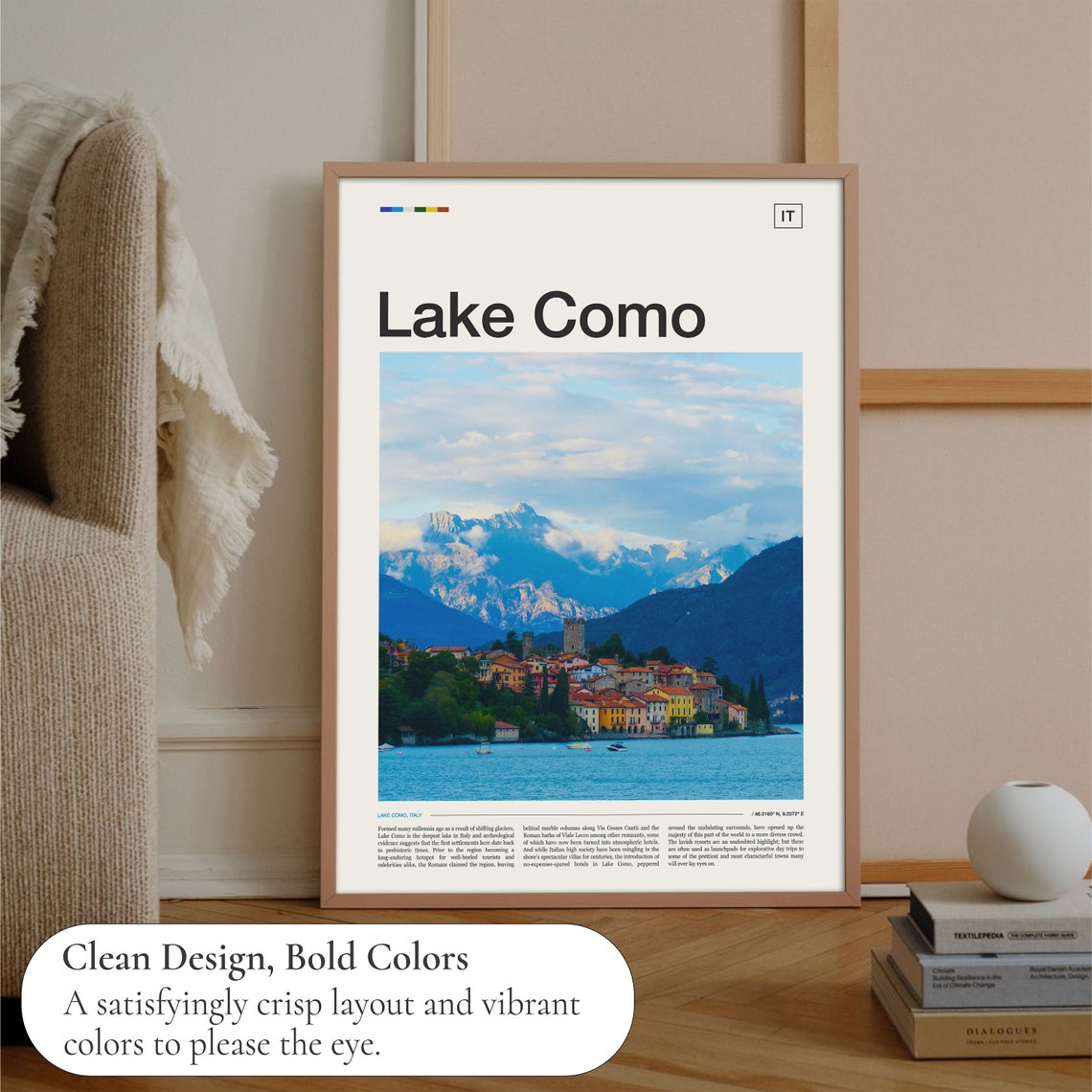 Lake Como Italy Lakeside Village Alpine Mountains Scenic View Poster - Image 3