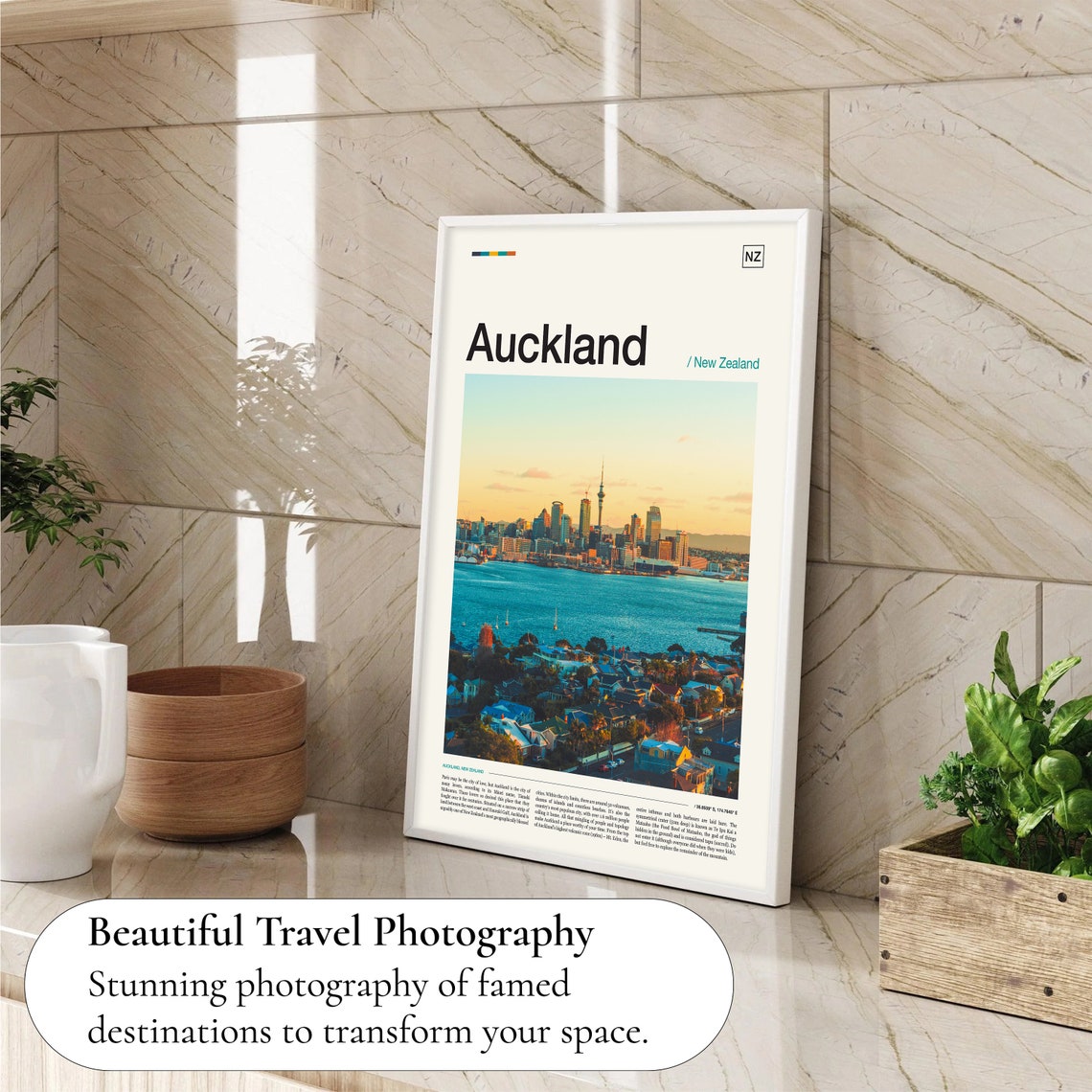 Auckland New Zealand Sky Tower Skyline Sunset Waterfront Poster - Image 4