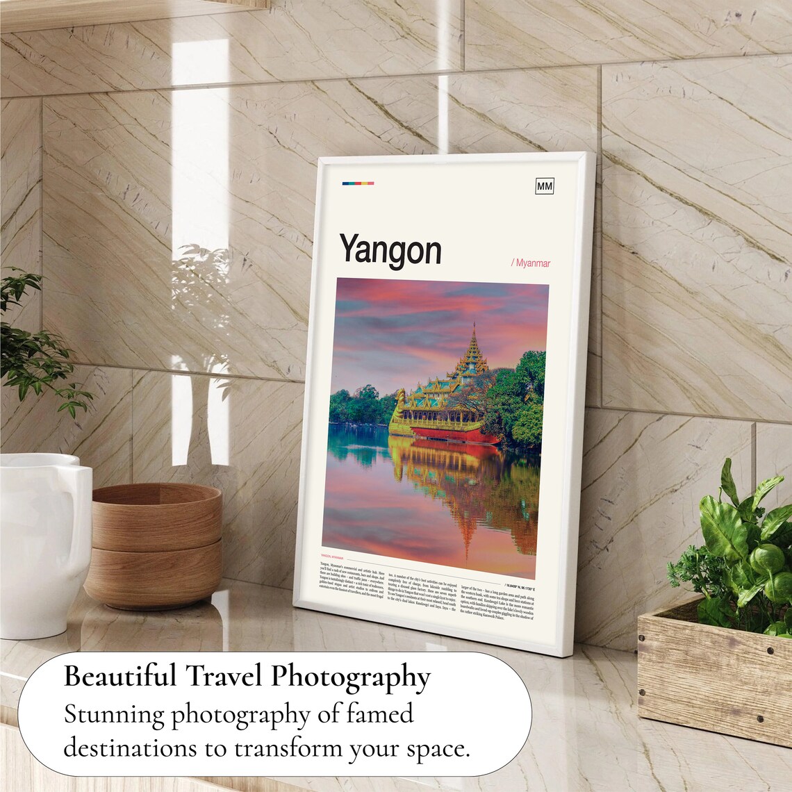 Yangon Karaweik Palace Sunset Lake Myanmar Golden Temple Photo Poster - Image 4