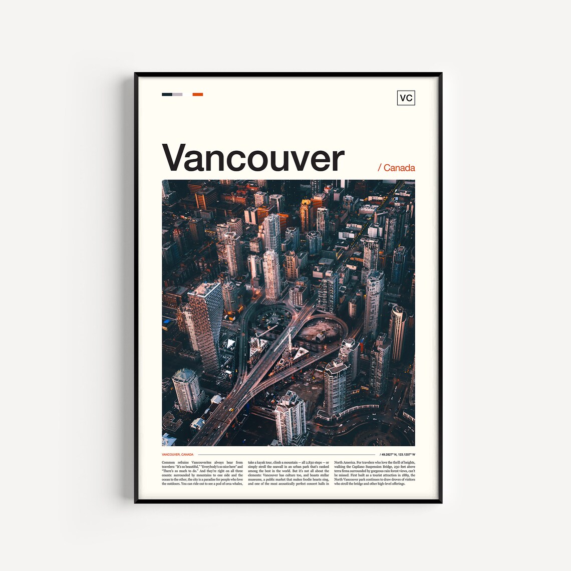 Vancouver Travel Poster, Canada City Art Print