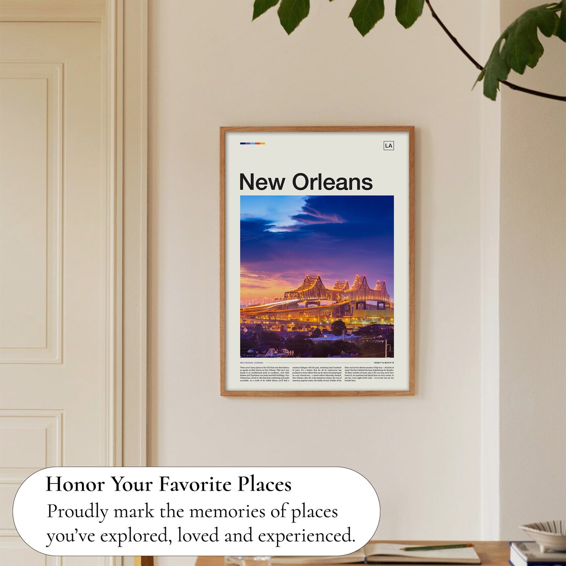 New Orleans Louisiana Bridge Dusk River City Lights Photo Poster - Image 5