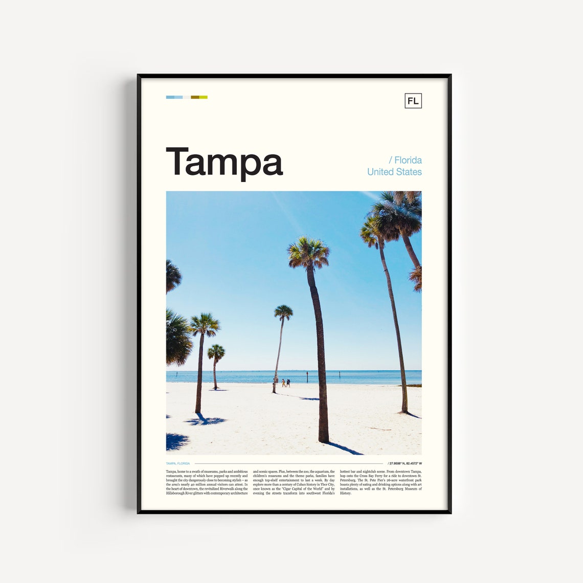 Tampa Florida White Sand Beach Tall Palm Trees Sunny Coast Poster