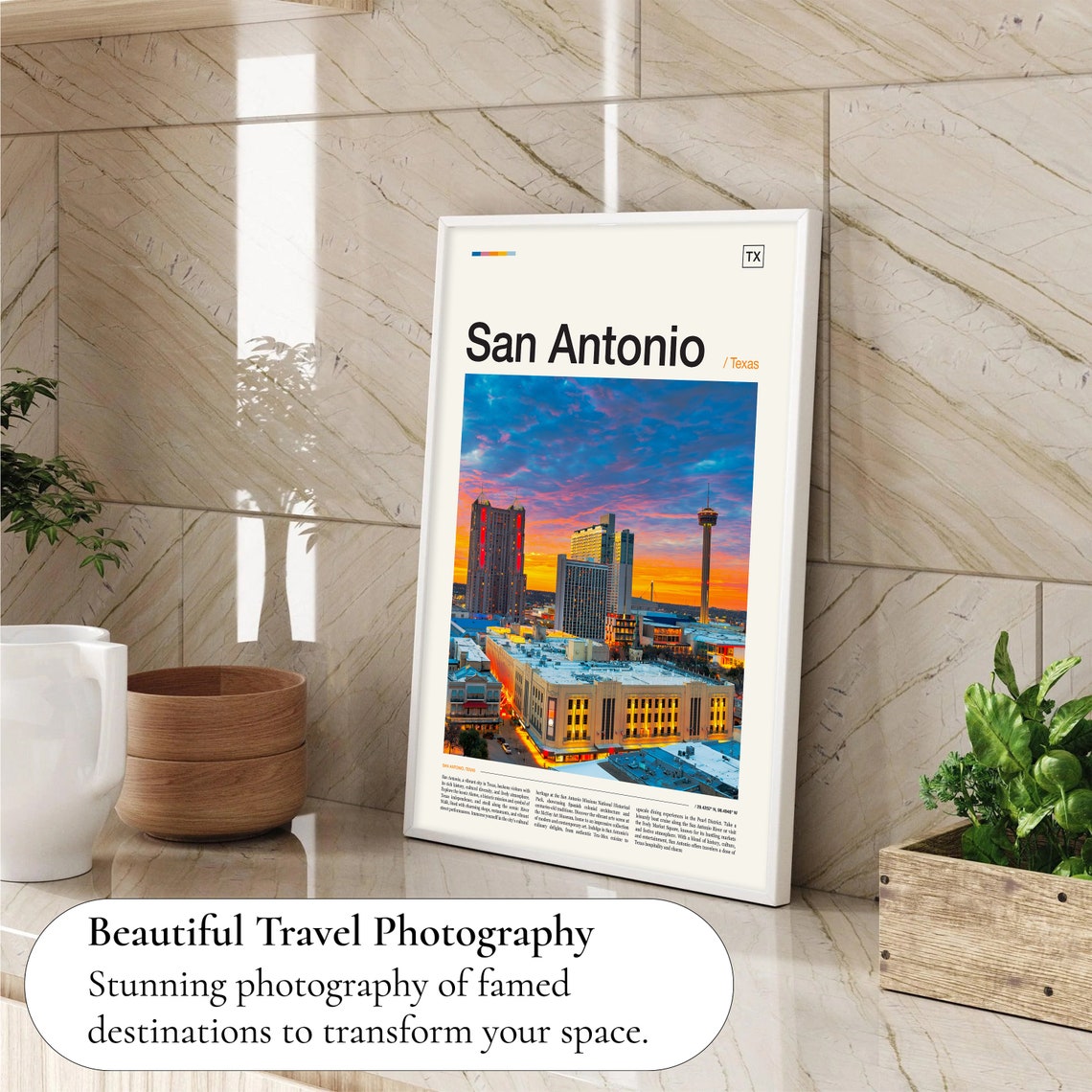 San Antonio Texas Downtown Sunset Skyline Evening Photo Poster - Image 4