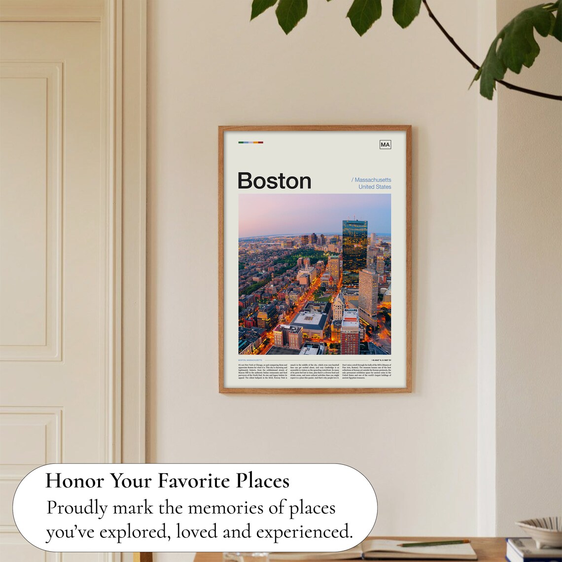 Boston Skyline Travel Poster, Boston City View - Image 5