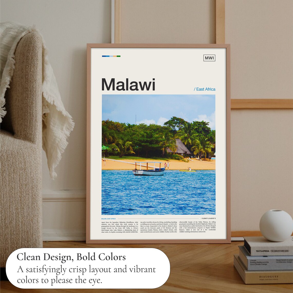 Malawi Lake Travel Poster, Africa Wall Art Print - Image 3