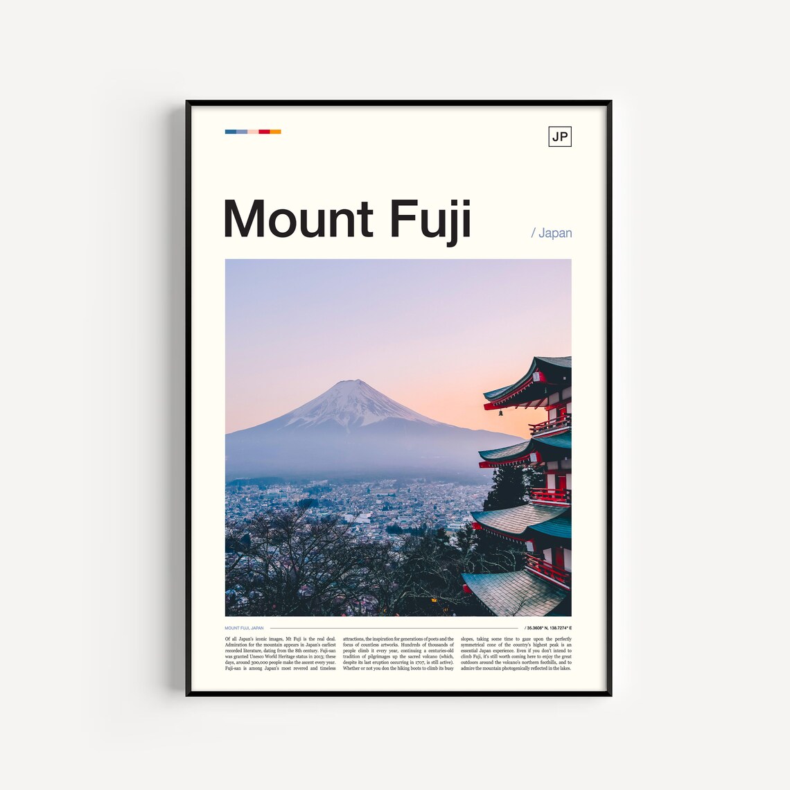Mt Fuji Travel Poster, Asia Landscape Art Print
