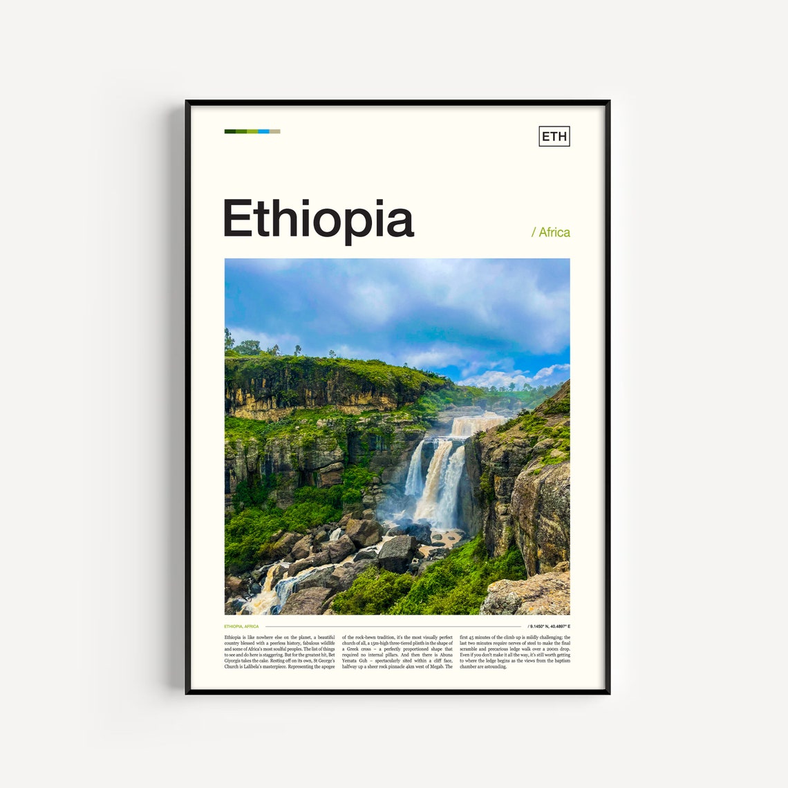 Ethiopia Waterfall Gorge Lush Green African Landscape Poster