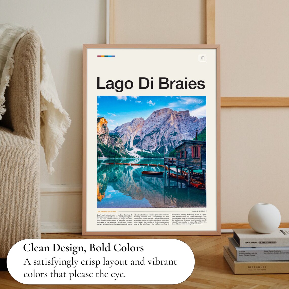 Lago Di Braies Emerald Alpine Lake Wooden Boathouse Travel Poster - Image 3