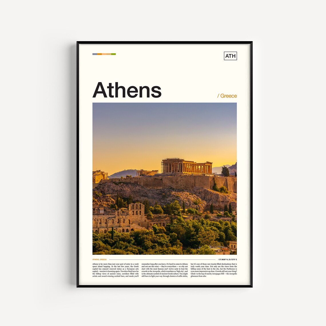 Athens Travel Poster, Europe City Wall Art
