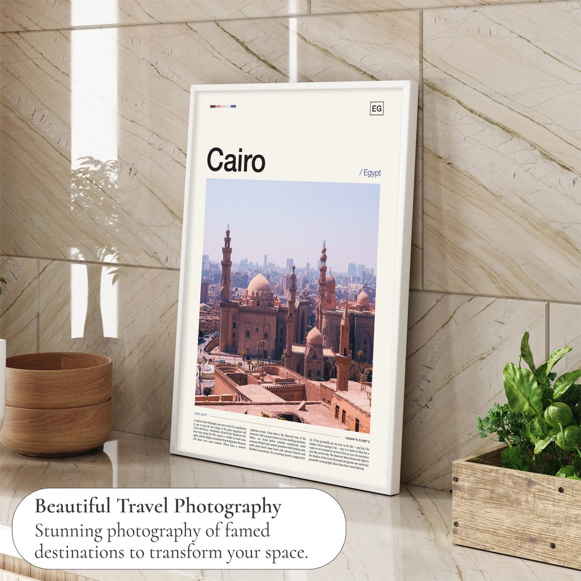 Cairo Egypt Historic Mosque Skyline City Editorial Travel Poster - Image 4