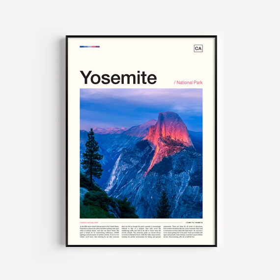Yosemite National Park Half Dome Alpenglow Sunset Photography Poster