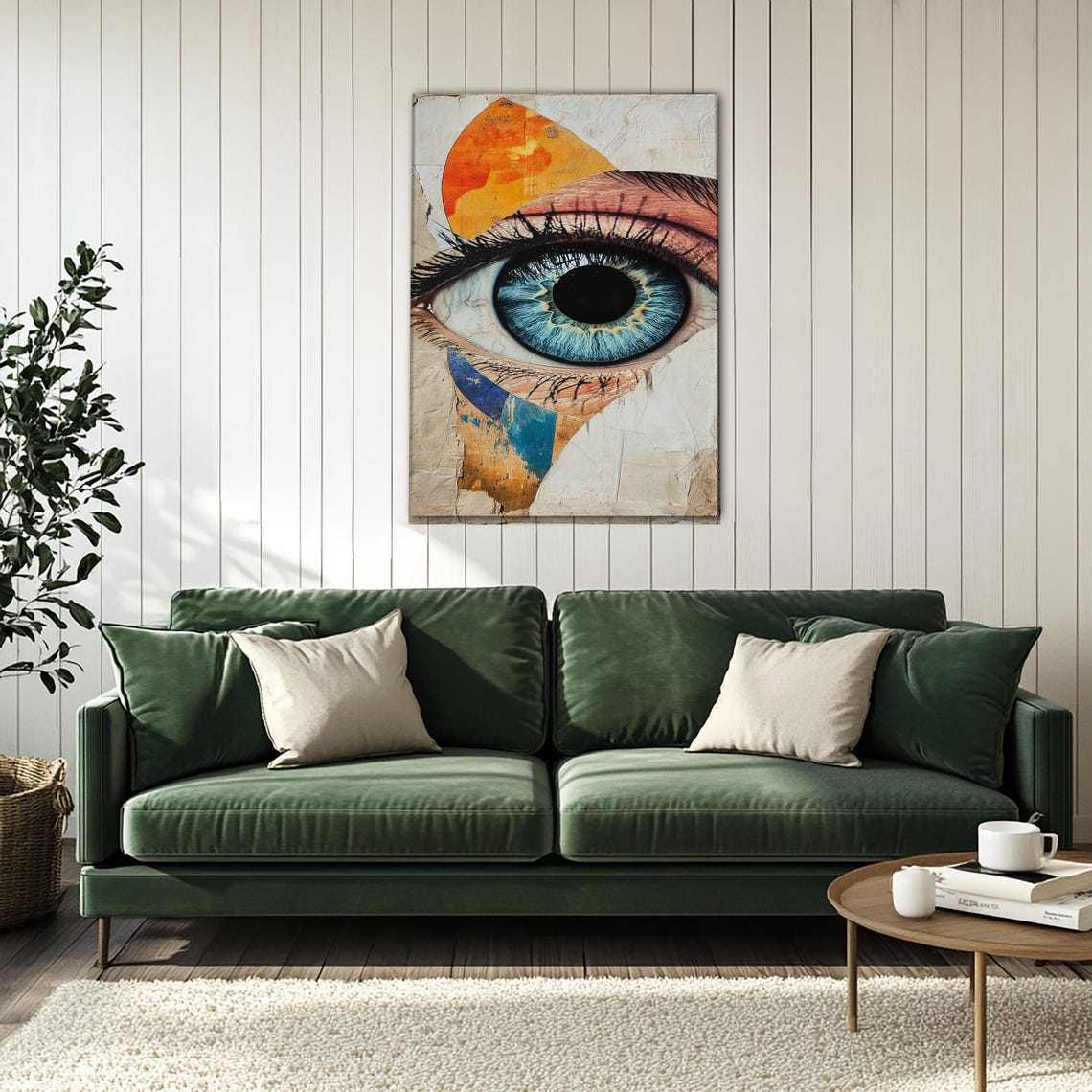 Surreal Blue Eye Mixed Media Collage Portrait Abstract Art Poster - Image 4