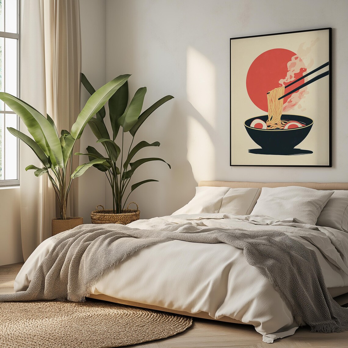 Japanese Ramen Bowl with Red Sun Retro Asian Kitchen Food Poster - Image 5