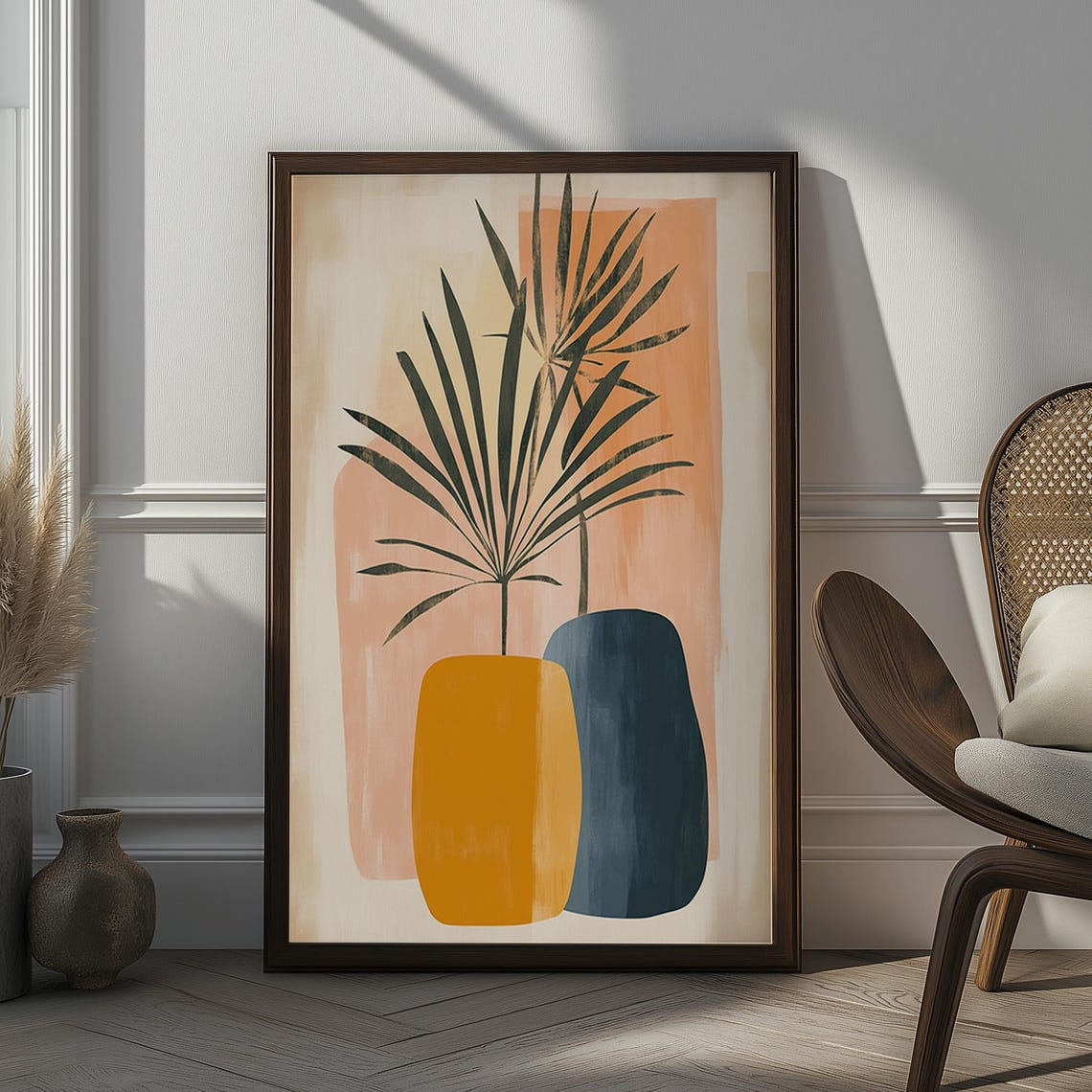 Modern Abstract Potted Plants Boho Earth Tones Minimal Art Poster