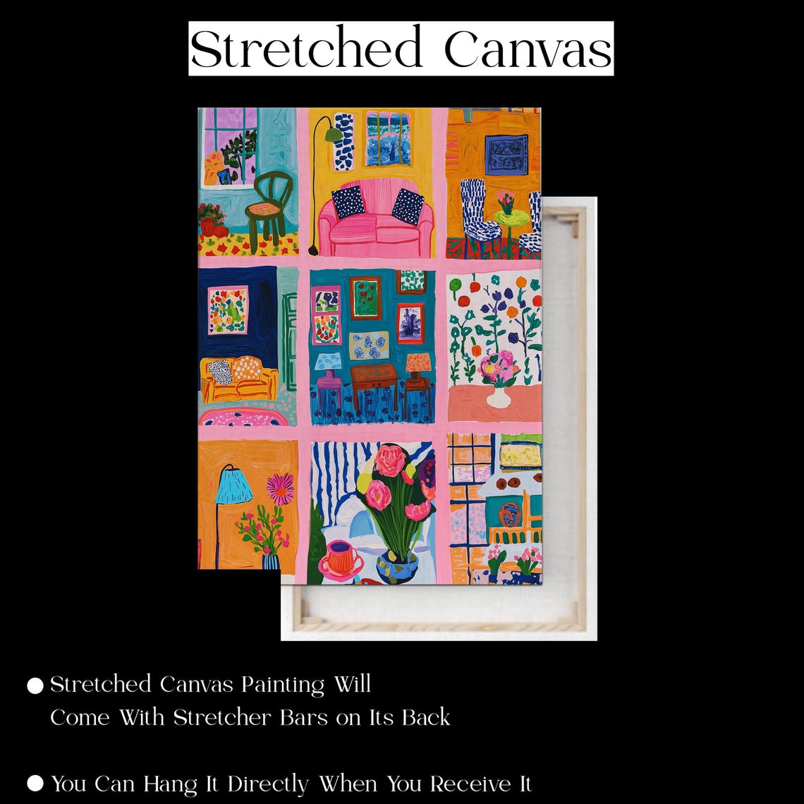 Colorful Room Collage Interiors Matisse Style Maximalist Wall Art - Image 2