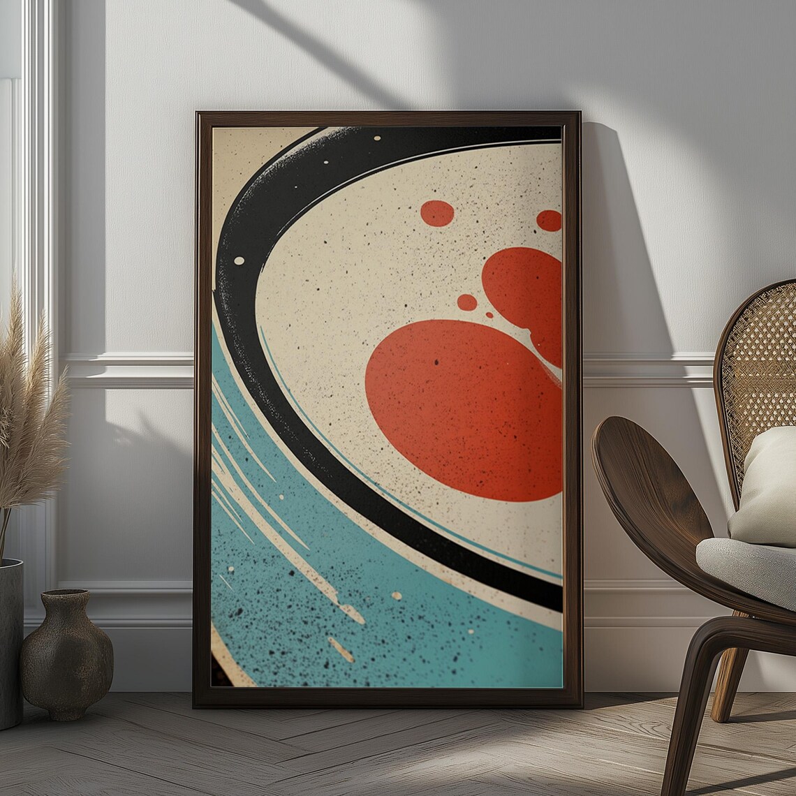 Retro Sun Circles Abstract Vintage Geometric Mid Century Wall Art