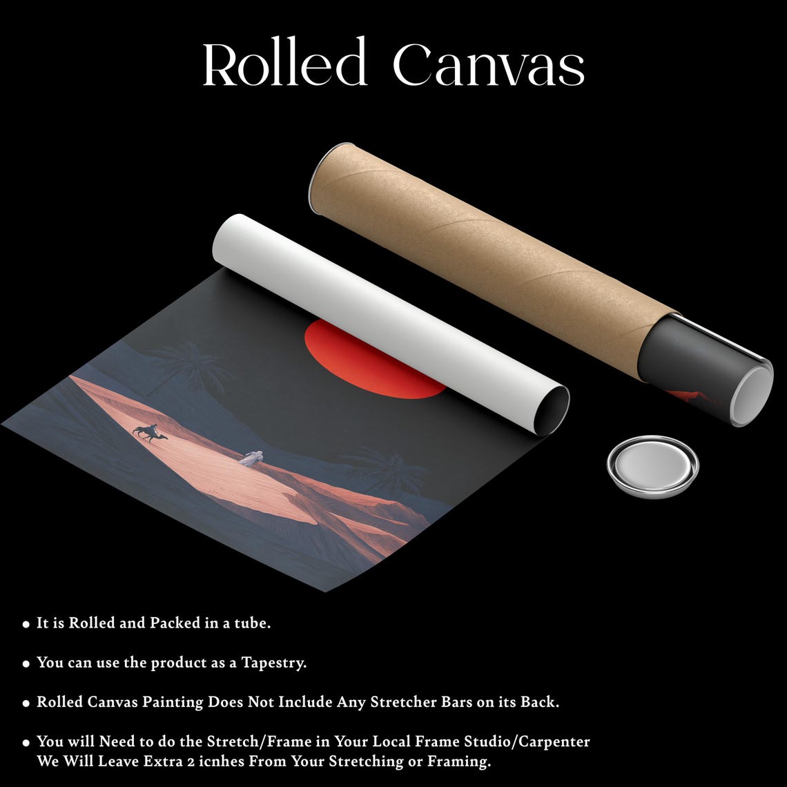 Desert Night with Giant Red Moon Camel Silhouette Night Poster - Image 2