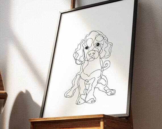 Poodle Wall Art Print Ugly Cute Bad Pet Portrait Minimalist Line Drawing Poster Mid Century Modern Dcor Gift Dog Mom Owner