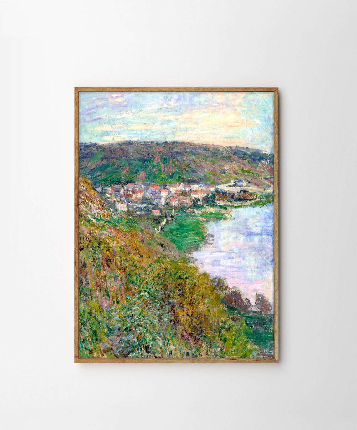 Monet View of Vetheuil Impressionist Poster with River Village Scene - Image 4