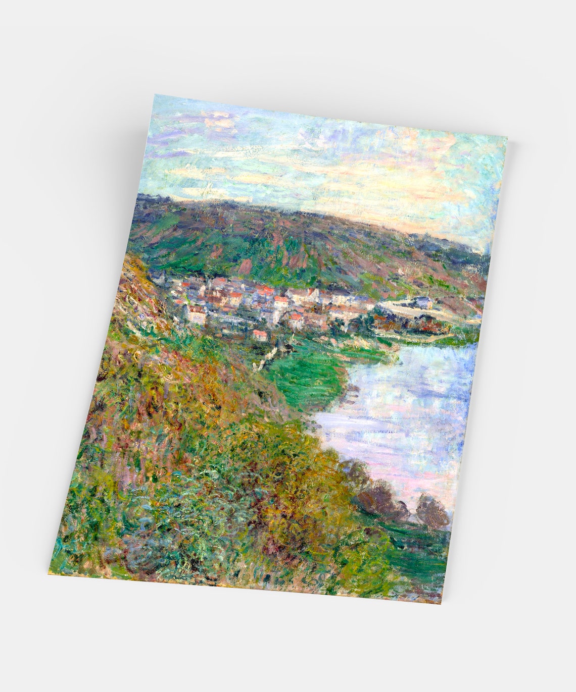Monet View of Vetheuil Impressionist Poster with River Village Scene - Image 5