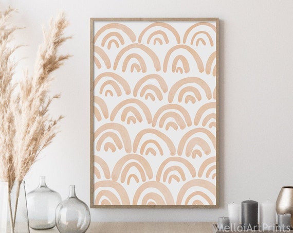Abstract Rainbow Art Nursery Prints Minimal Room Print Line Art Decor Neutral Poster Modern Abstract Print