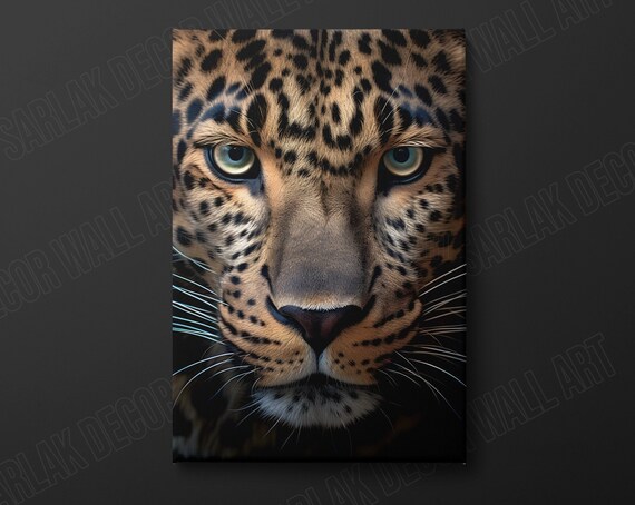 Leopard Close Up Intense Eyes Dramatic Wildlife Portrait Wall Art