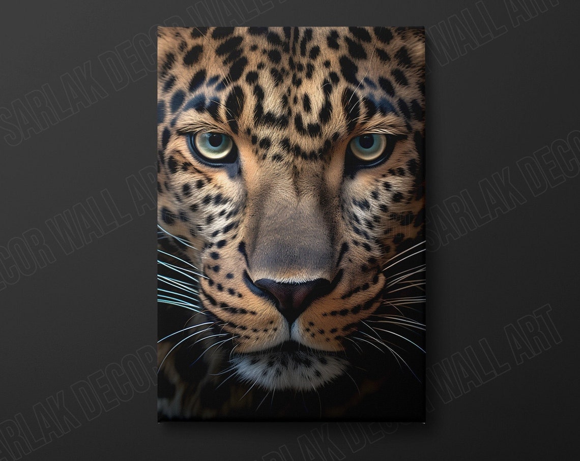 Leopard Close Up Intense Eyes Dramatic Wildlife Portrait Wall Art