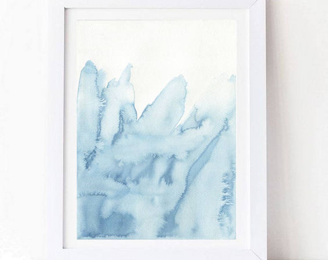 Light Blue Watercolor Abstract Soft Cloud Wash Minimal Poster