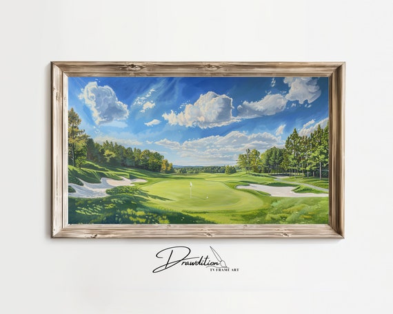 Frame Tv Art Golf Frame Tv Art Golf Course Frame Tv Art Golfing In Frame Tv Art Golfers Art Golfing Decor Tv Art Golfer