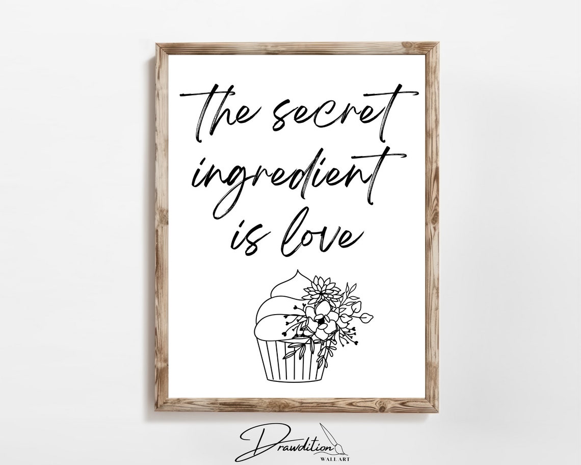The Secret Ingredient Is Love Kitchen Quote Black Script Wall Art