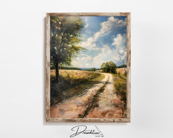 Country Road Wall Art Country Road Painting Country Road Art Country Road Print Farmland Artwork Rustic Country Road Art
