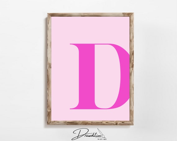 Letter D Wall Art Preppy Room Decor D Initial Poster Cute Apartment Decor College Dorm Decor Light Pink Art Teen Girl Room
