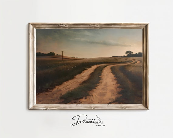 Country Road Wall Art Country Road Painting Country Road Art Country Road Print Farmland Artwork Rustic Country Road Art
