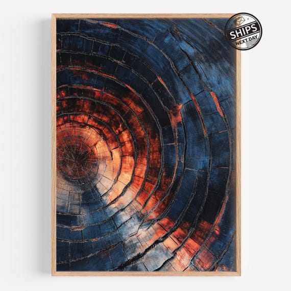 Tree Ring Abstract Wall Art Colorful Decor Minimalist Home Modern Farmhouse Living Room Print