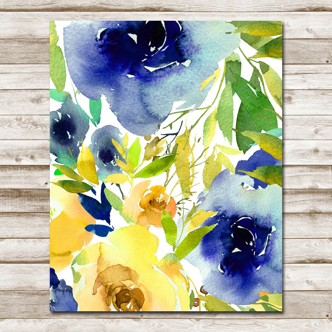 Blue And Yellow Flower Collage Art Print - Image 4