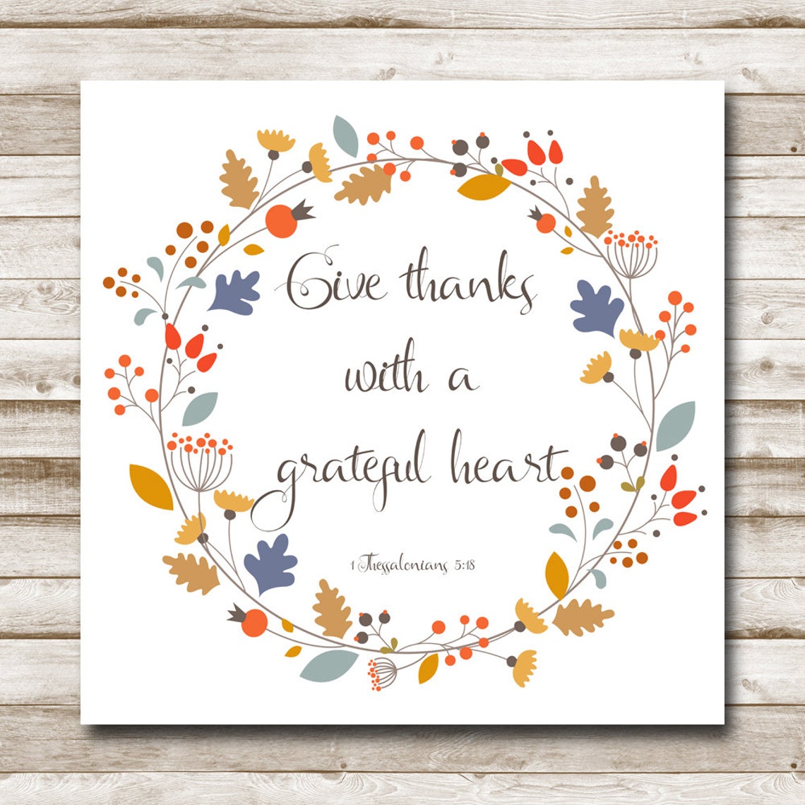 Give Thanks with a Grateful Heart Wreath Thanksgiving Wall Art - Image 4