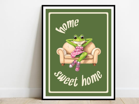 Home Sweet Art Print Cheerful Family Poster Hallway Entryway Trendy Wall Decor Housewarming Gift
