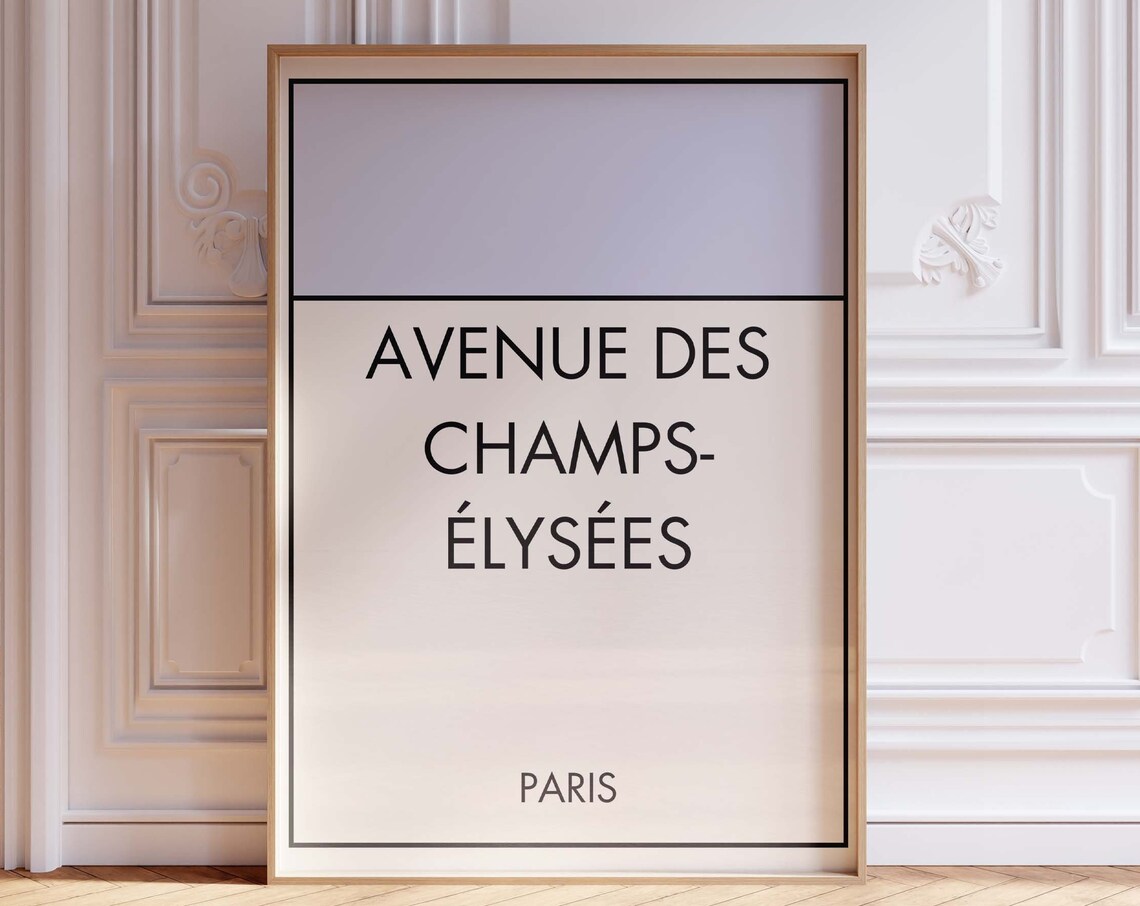 Avenue Des Champs Elysees Paris Minimalist Street Sign Print