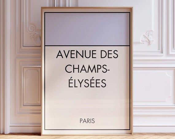 Avenue Des Champs Elysees Paris Minimalist Street Sign Print
