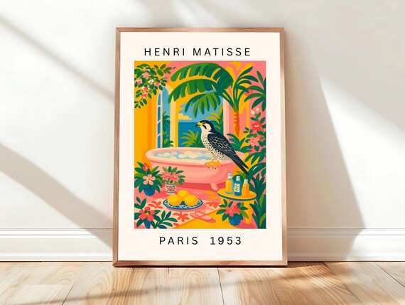 Peregrine Falcon Perched On Pink Bathtub Henri Matisse Paris 1953 Poster