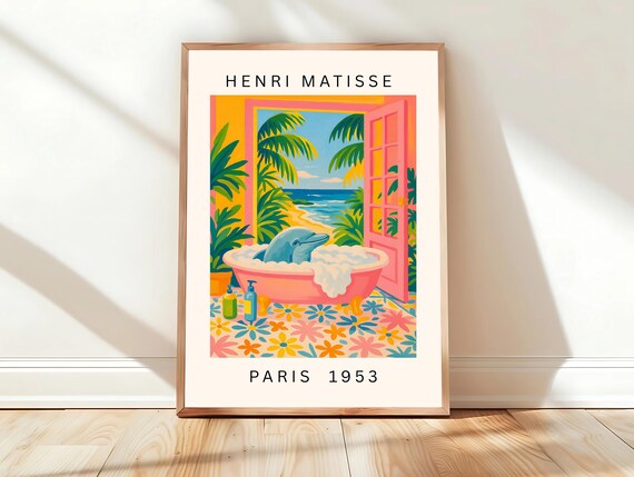 Dolphin In Pink Bathtub Henri Matisse Paris 1953 Tropical Poster