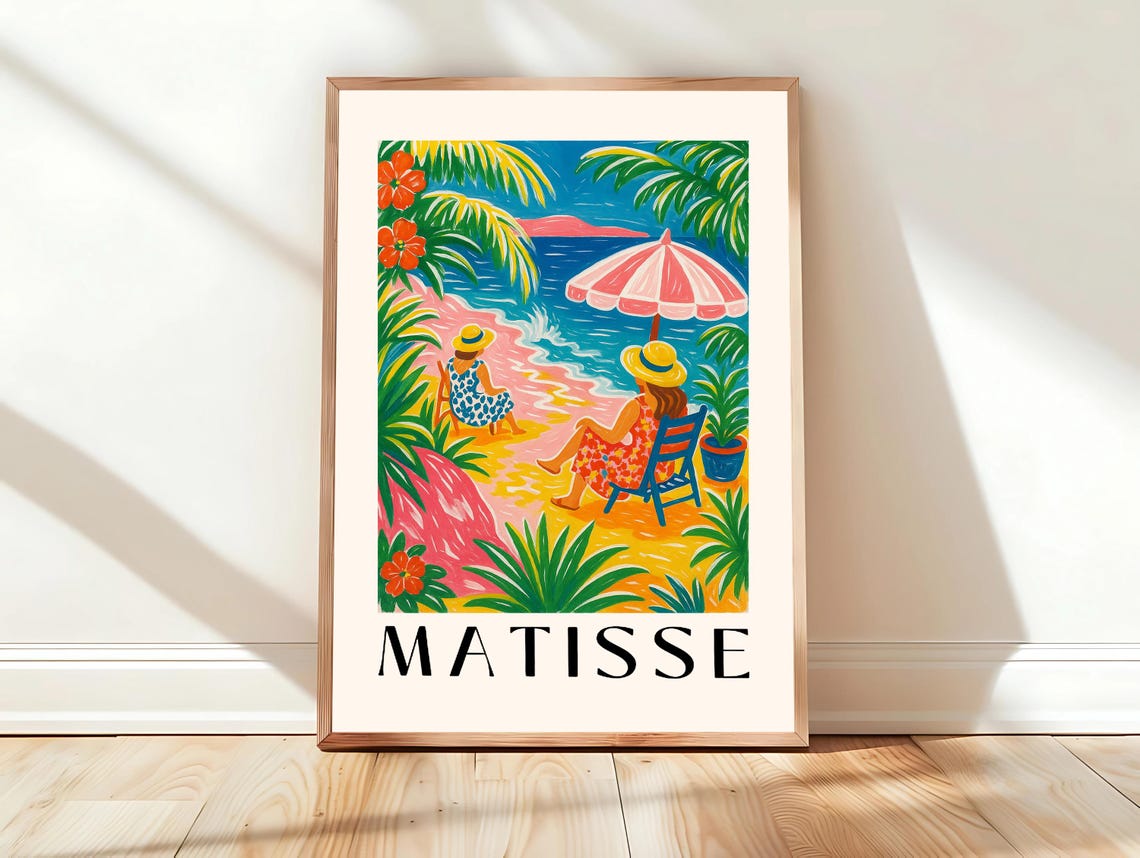 Matisse Two Women Relaxing on a Tropical Beach Vibrant Wall Art